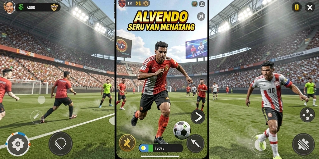 Screenshot utama ALVENDO menampilkan gameplay olahraga yang menegangkan.