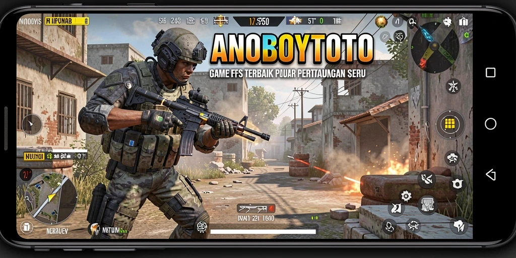 Tampilan seru dari gameplay ANOBOYTOTO dalam aksi tembak-menembak.
