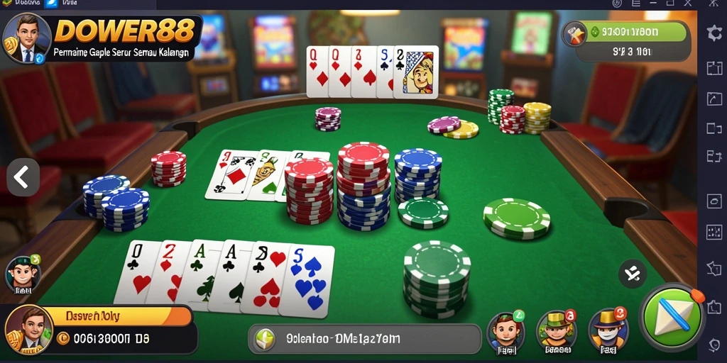 Screenshot gameplay DOWER88 yang menampilkan momen seru bermain Gaple.