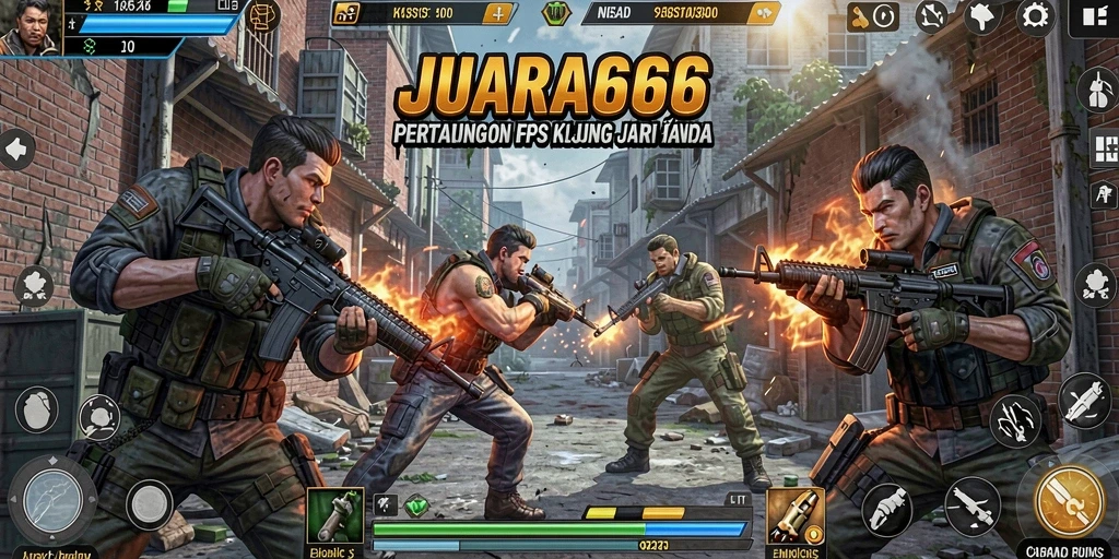 Tangkapan layar aksi menegangkan dari JUARA666, game FPS yang seru.