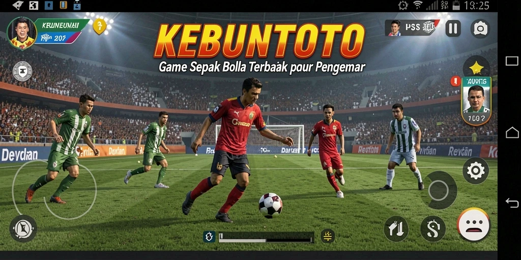 Screenshot KEBUNTOTO menampilkan aksi laga sepak bola intens.