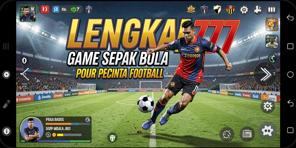 Tampilan gameplay seru di LENGKAP777 dengan aksi sepak bola yang mendebarkan.