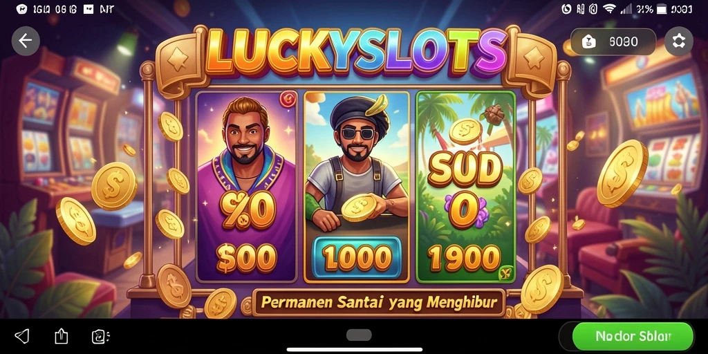 Tampilan gameplay dari LUCKYSLOTS yang penuh warna dan menarik.
