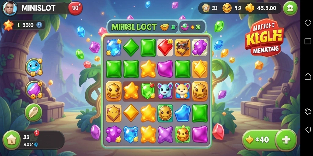 Tampilan gameplay seru di MINISLOT dengan elemen Match-3.