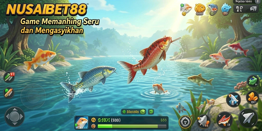 Screenshot gameplay NUSABET88 menampilkan suasana memancing yang realistis dan menyenangkan.
