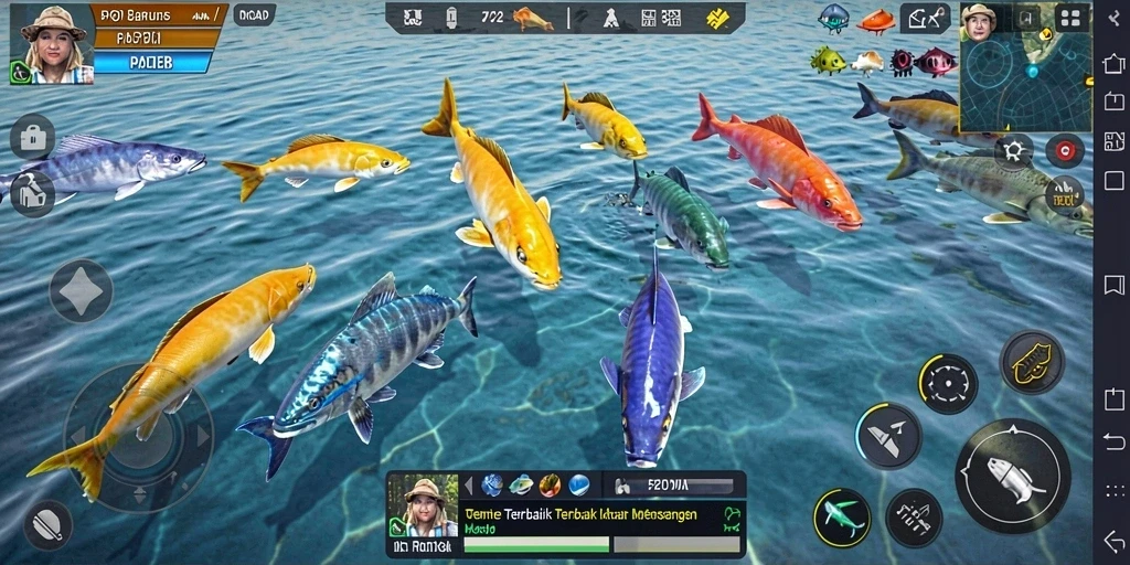 Tampilan seru gameplay menembak ikan di PG11 yang penuh warna.