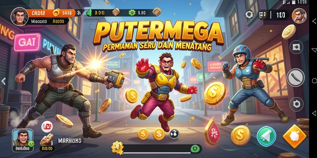 Gameplay PUTERMEGA yang menantang dengan visual yang cerah.