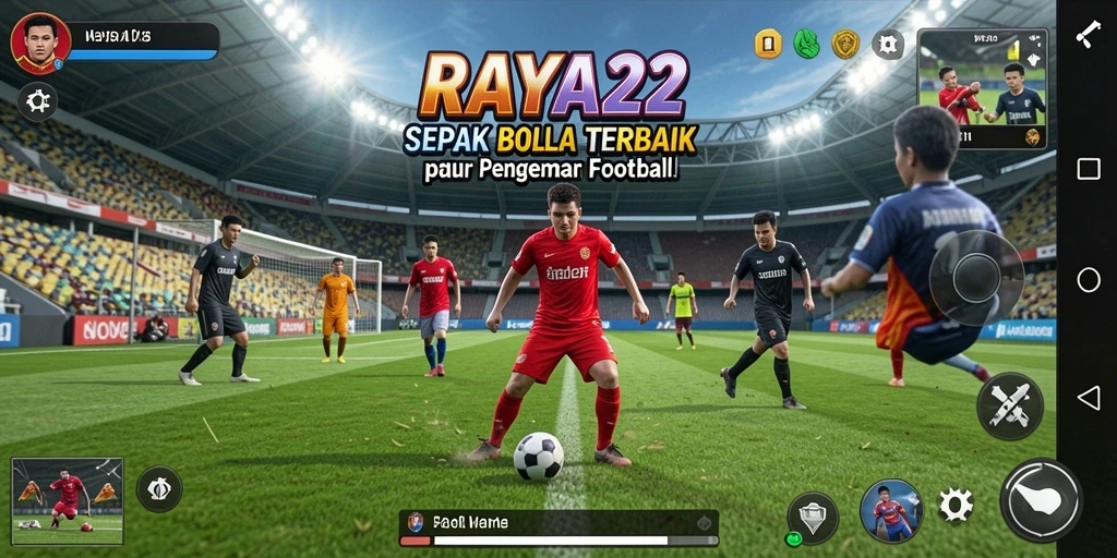 Tampilan gameplay RAYA22 yang mendebarkan dan realistis dalam sepak bola.