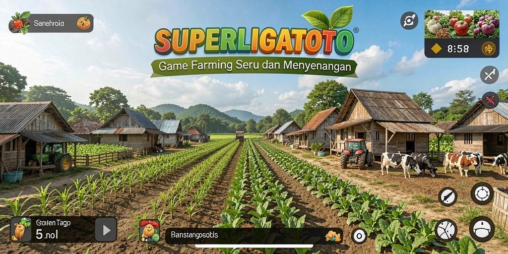 Gameplay seru dari SUPERLIGATOTO dengan elemen pertanian yang menarik.