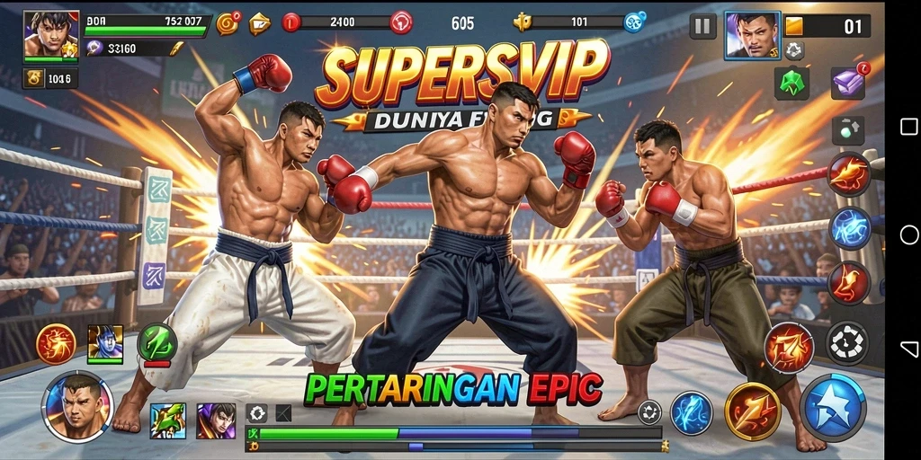 Gameplay seru dan intens dari SUPERSVIP dalam pertarungan Fighting.