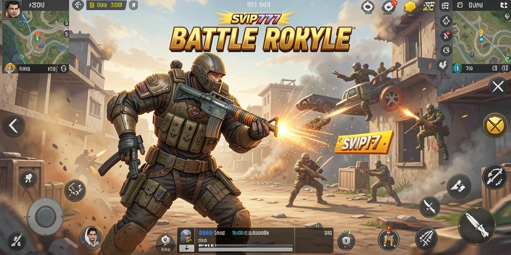 Screenshot gameplay SVIP777 menampilkan aksi seru dalam pertarungan Battle Royale.
